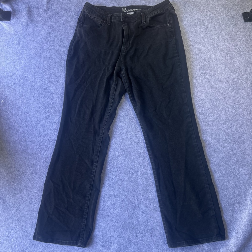 No Boundaries Jeans 18 Black‎ High Rise Straight Leg Stretch Plus Size Casual 30